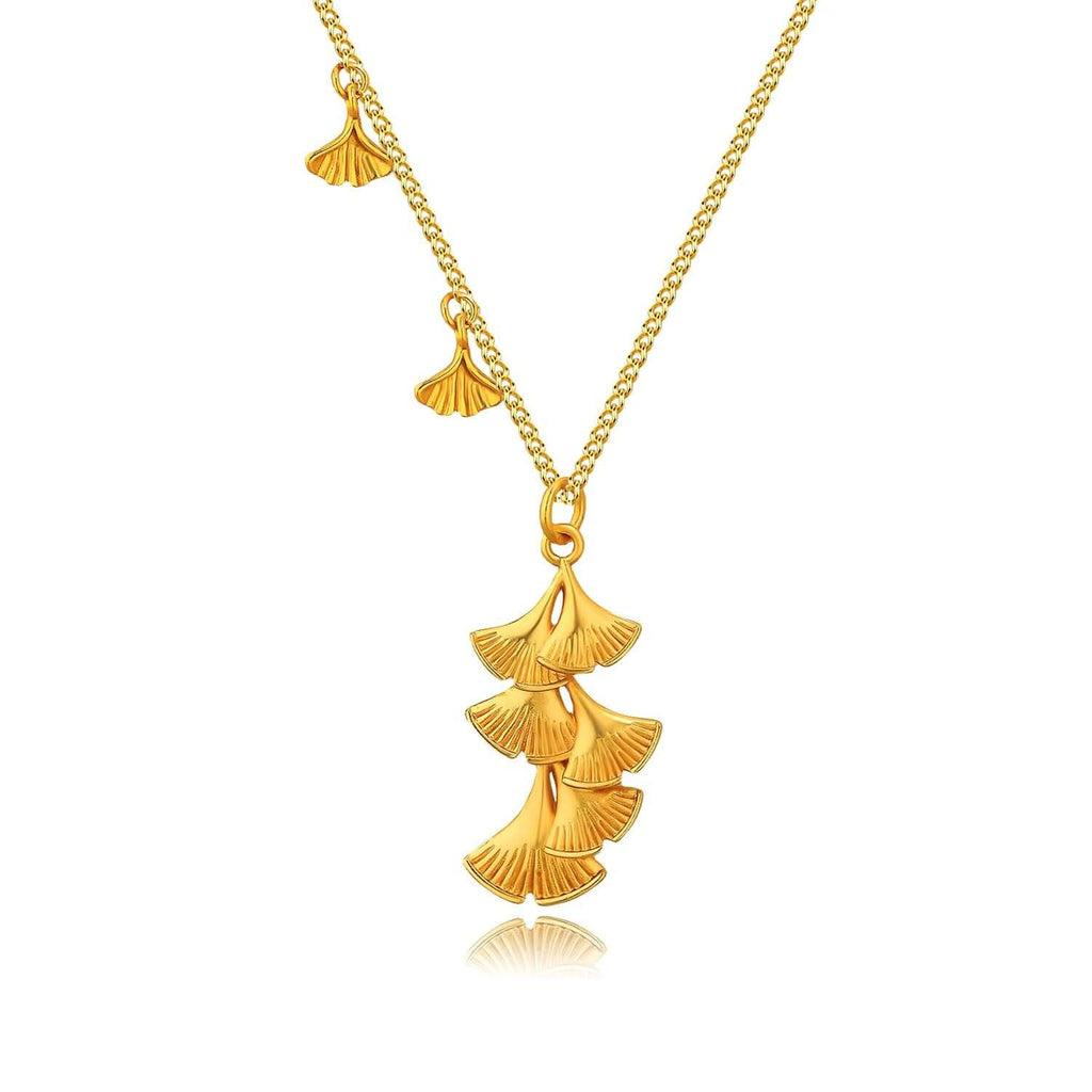 Luxury Ginkgo Leaf Sideway Chain Necklace