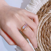 Mystery Labradorite Black Agate Gemstone Ring