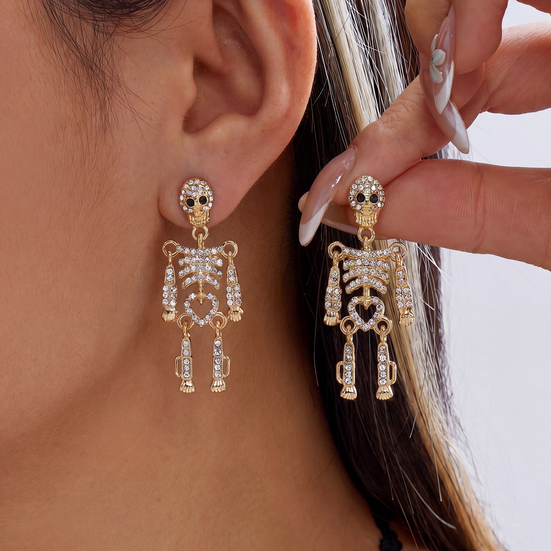 Neon Colorful Skeleton Ear Jacket Earrings