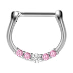 18G Hypoallergenic Pink CZ Pave Septum Clicker