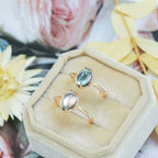 Mystery Black Shell Clear Quartz Gemstone Rings