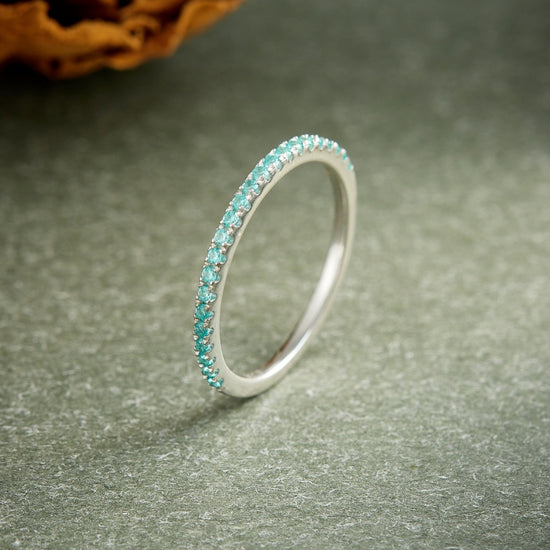 Red Corundum Half Eternity Band Ring