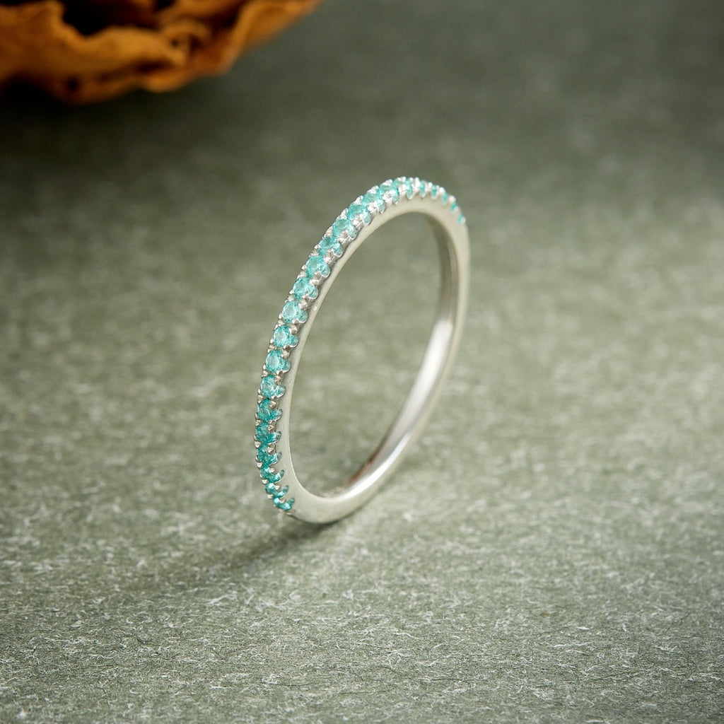 Red Corundum Half Eternity Band Ring