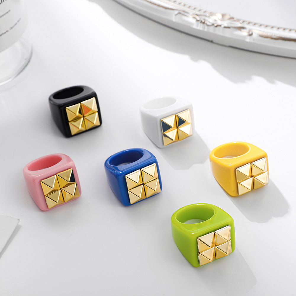 Y2K Spice Girl Dopamine Color Resin Ring