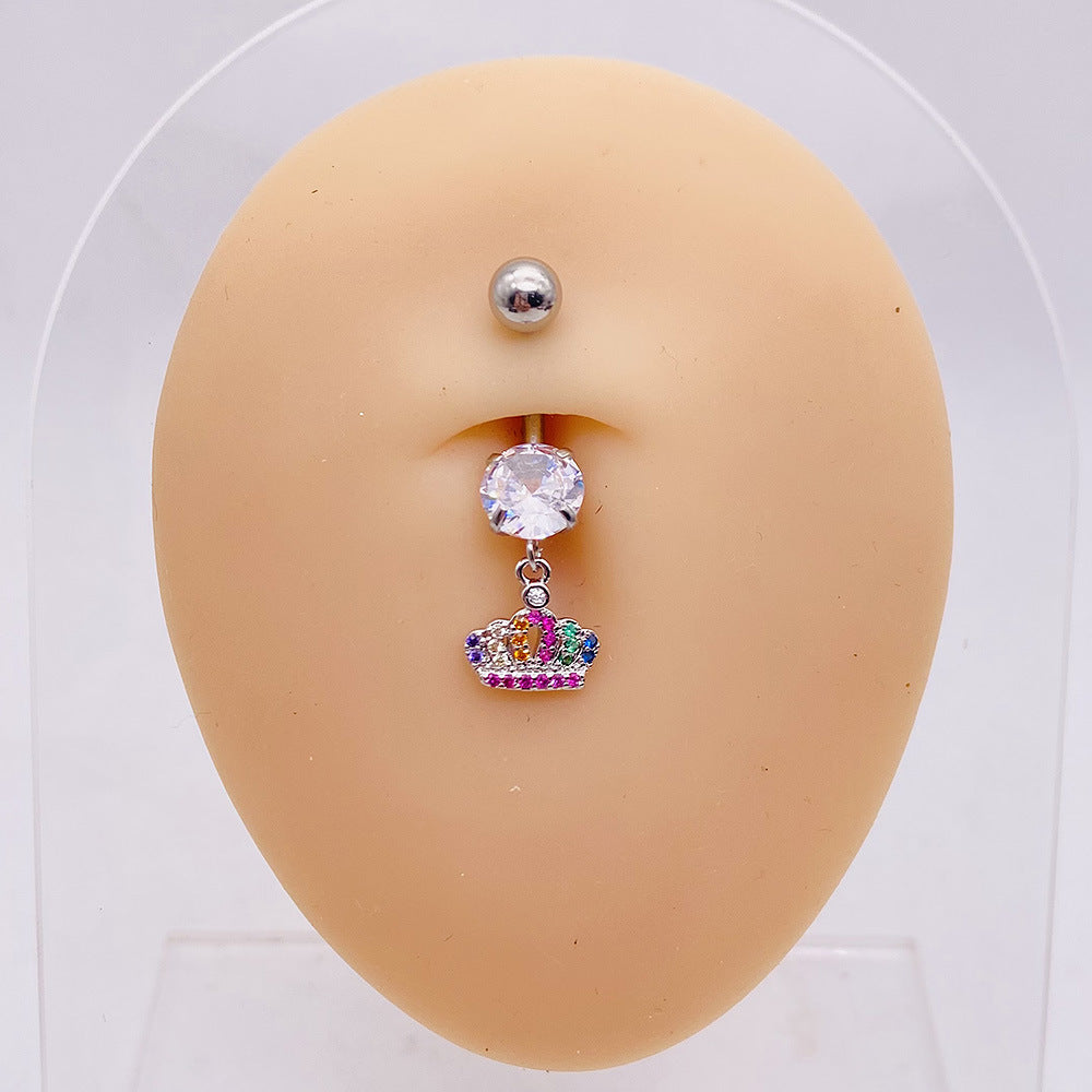 14G LGBT Star Heart Dangle Top Mount Belly Ring