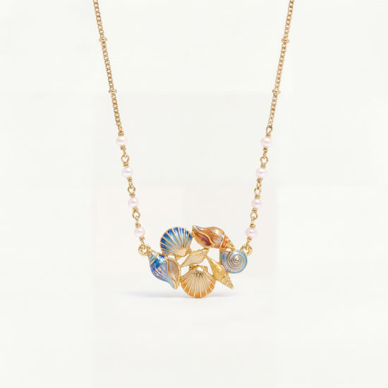Coastal Shell Seahorse Charm Necklace