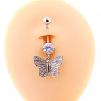 14G Hypoallergenic Flower Feather Belly Button Piercing
