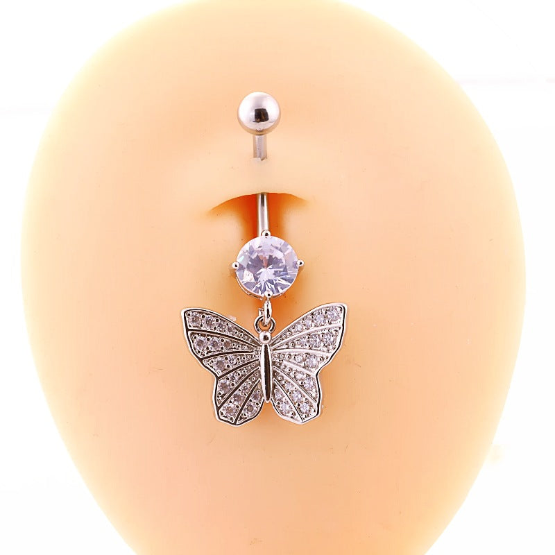 14G Hypoallergenic Flower Feather Belly Button Piercing