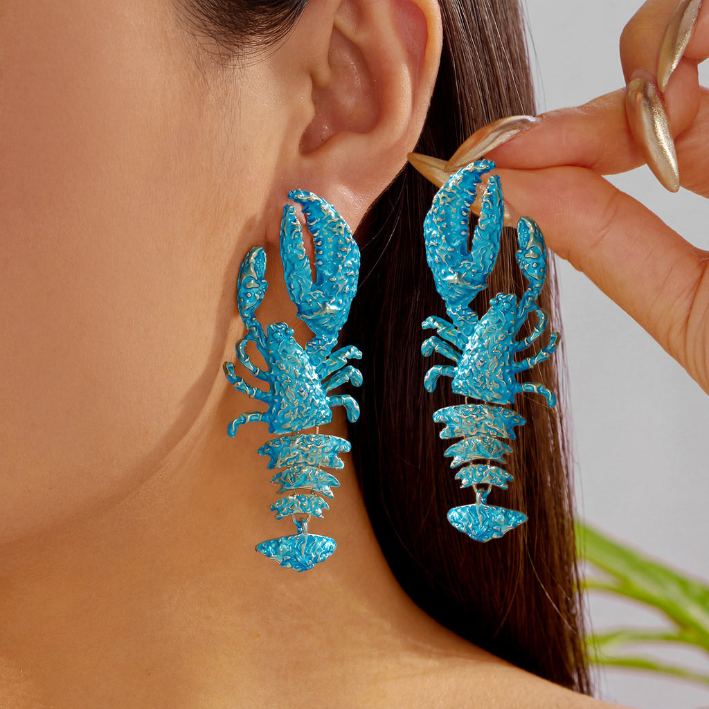 Coastal Summer Lobster Oversize Earrings