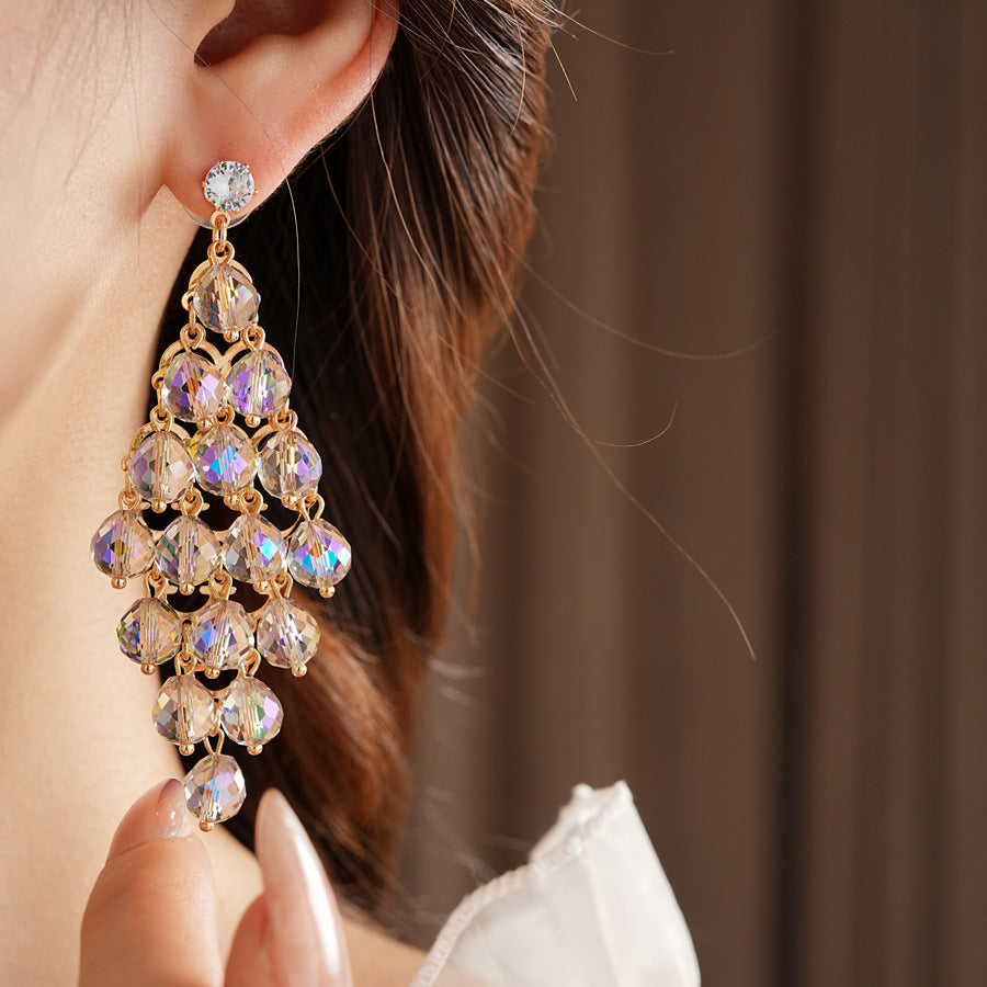 Rhombus Shape Grape Ball Earrings