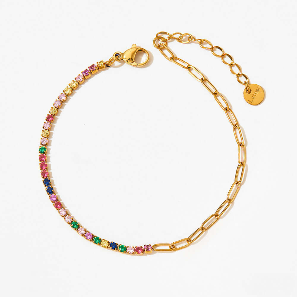 Half Eternity Paperclip Tennis Bracelet Gold