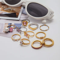 Fairy Pink Bow CZ Pearl Ring 