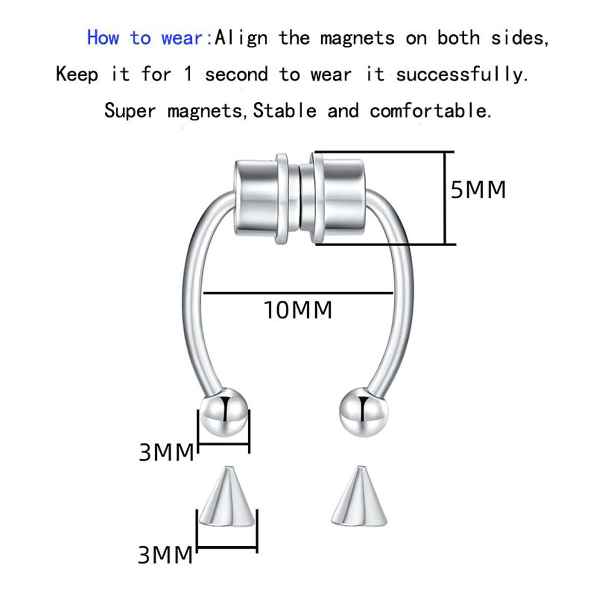Magnetic Non-Piercing Horseshoe Fake Nose Piercing