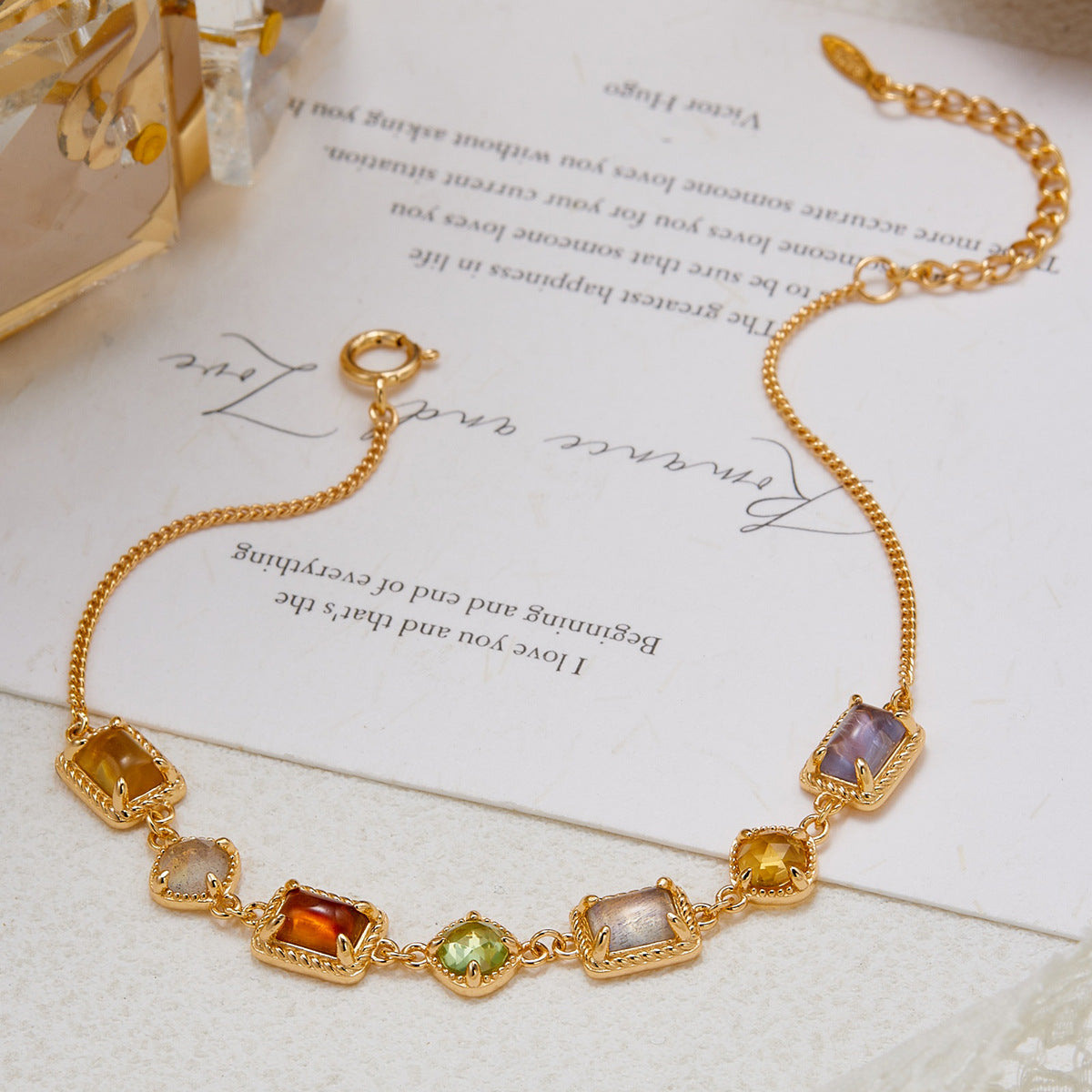 Multi Gemstone Baguette Bracelet