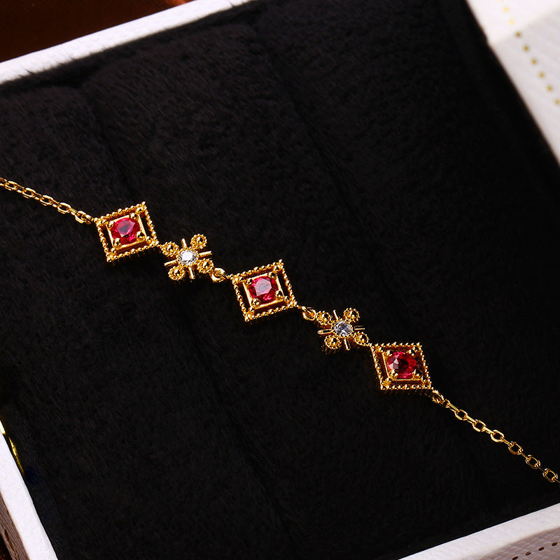 Vintage Palace-Inspired Red Corundum Bracelet