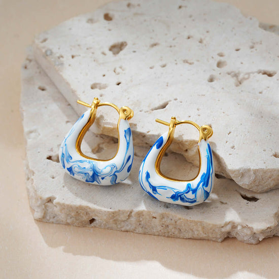 Porcelain Marble Hoop Earrings