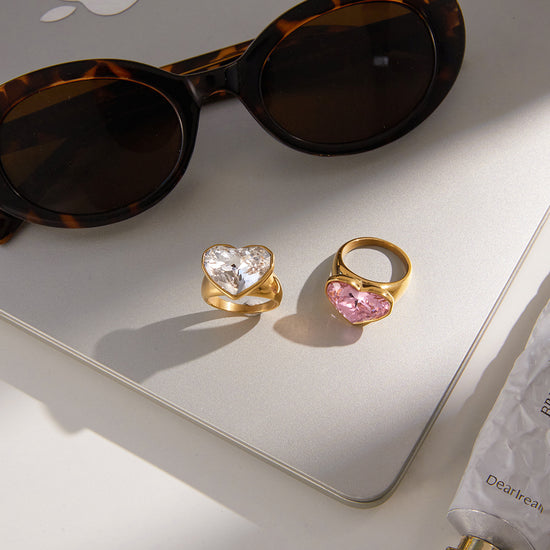 Sweet Pink Heart Valentines Ring Gift