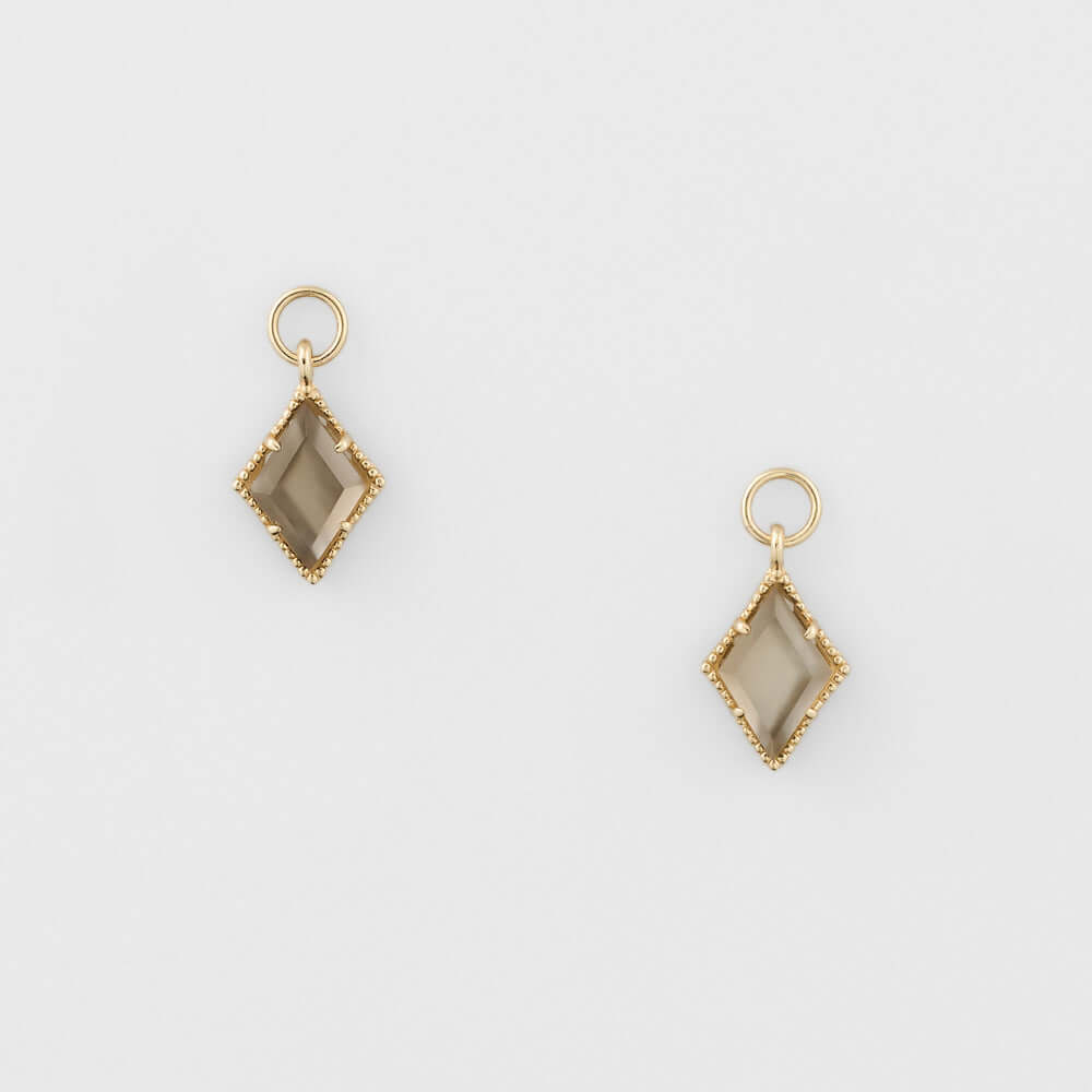 Mystery Celestial Brown Quartz Rhombus Drop Earrings