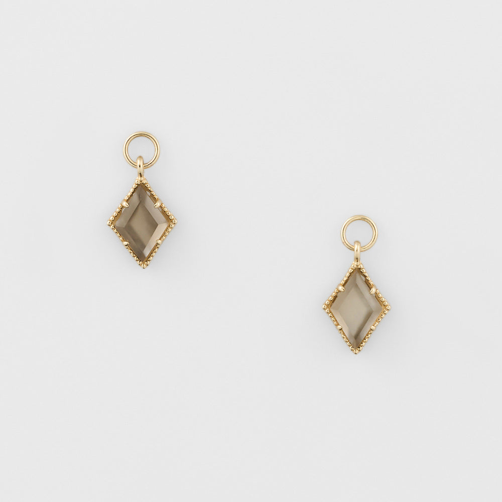 Mystery Celestial Brown Quartz Rhombus Drop Earrings