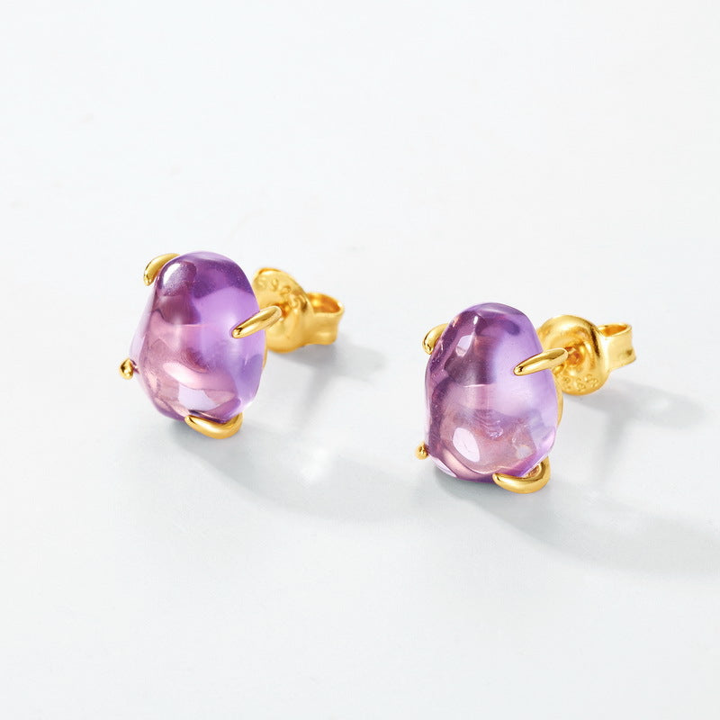 Raw Amethyst Citrine Four Claw Stud