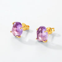 Raw Amethyst Citrine Four Claw Stud