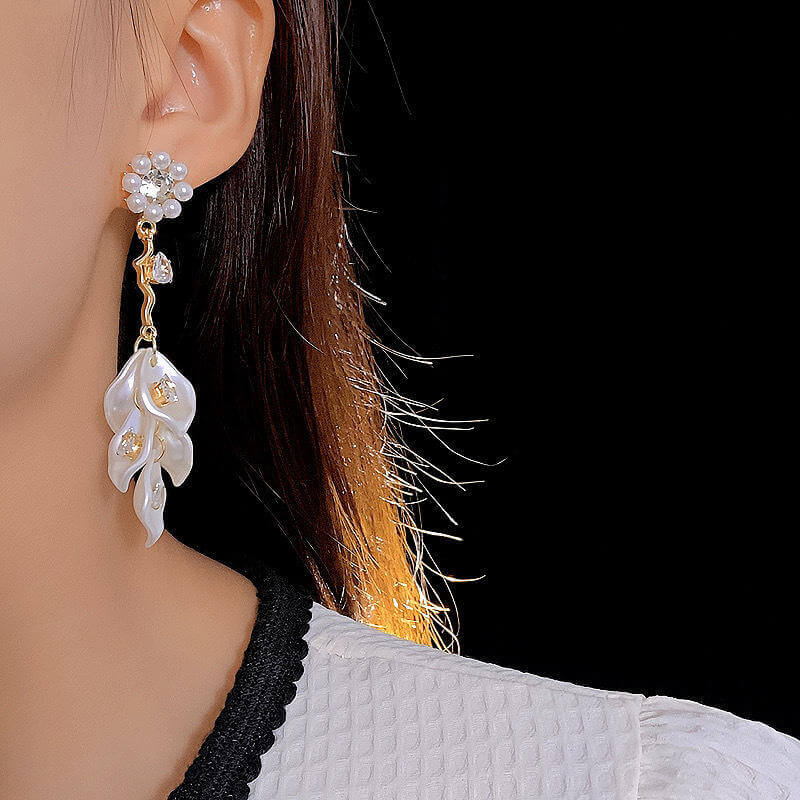 Pearl Petal Drop Earrings