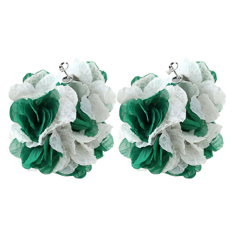 Large Fabric Flower Hoop Earrings