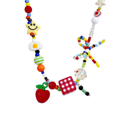 Carnival Y2K Mushroom 90s Color Vibrant Choker Bead Necklace