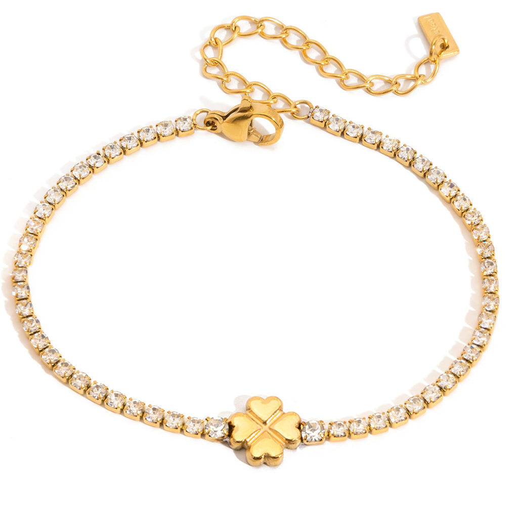 Gold Thin Tennis Bracelet with Bow