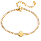 Gold Thin Tennis Bracelet with Bow