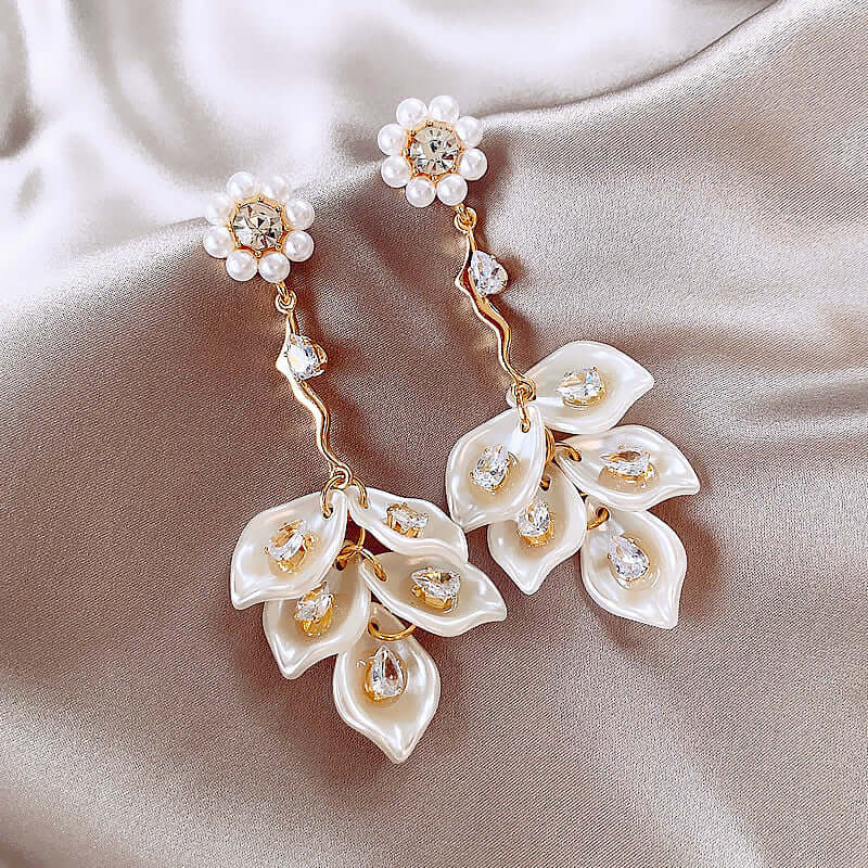 Pearl Petal Drop Earrings