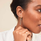 Rectangular Duo Tones Double Rings Earrings