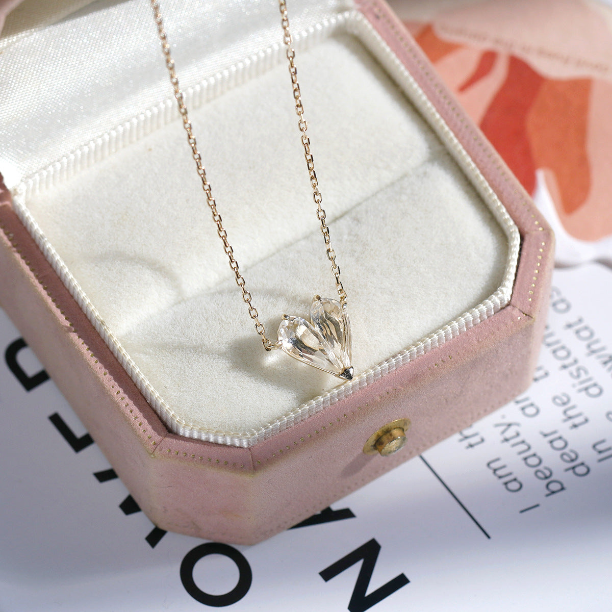 Clear Quartz Invisible Heart Chain Necklace