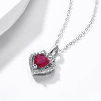 Romantic Lab-Craft Red Ruby Heart Necklace