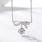 Ribbon Bow Moissanite Pendant Necklace