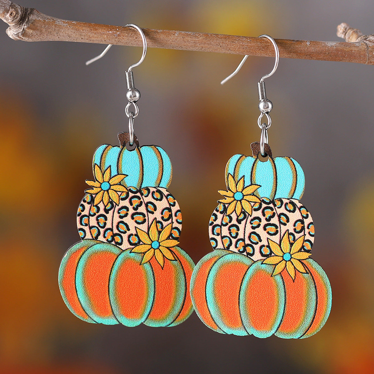 Polka Dot Pumpkin Fall Thanksgiving Drop Earrings