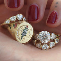 Gold Bezel Heart Curve Ring