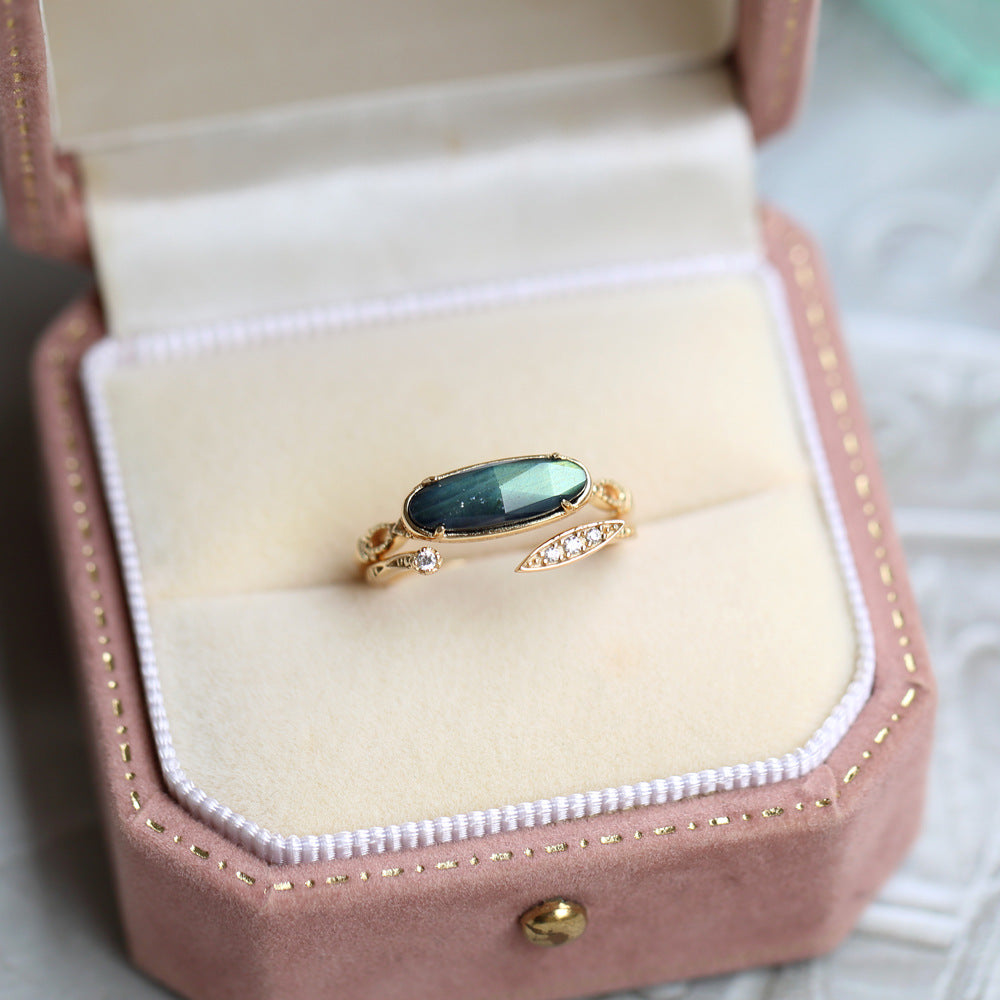 Mystery Labradorite Amethyst Ring