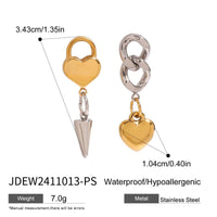 Asymmetric Heart Cone Chain Drop Earrings