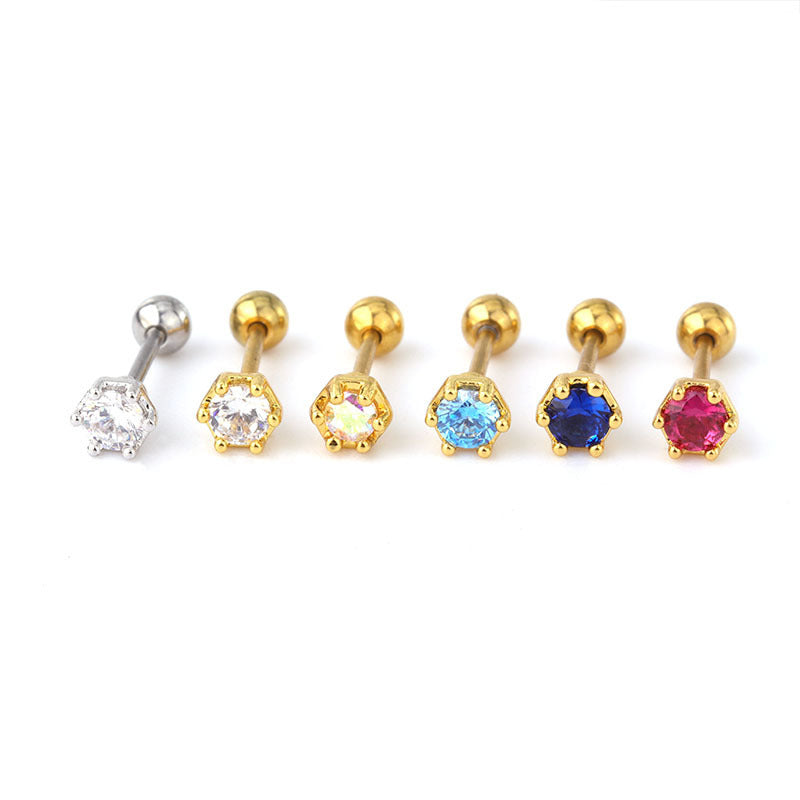 20G CZ Geometry Tragus Stud Upper Lobe Piercings