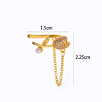 Ribbon Bow Heart Dangle Non-Pierced Ear Cuff Fake Earrings