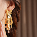 Versatile Butterfly Sequin Tassel Earrings