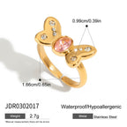 Fairy Pink Bow CZ Pearl Ring 