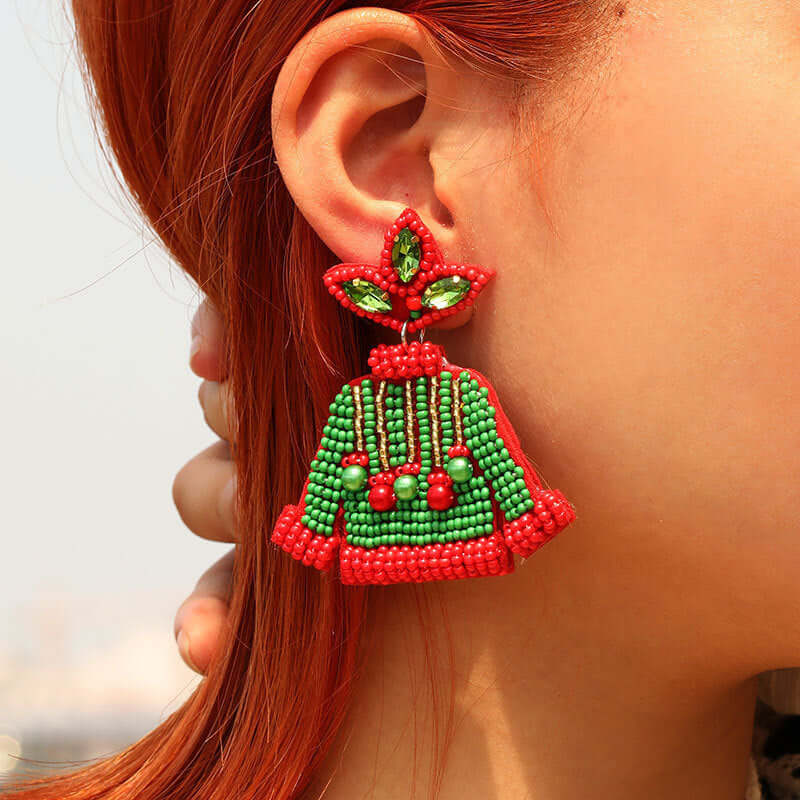 Handmade Woven Beads Sweater Holiday Earring