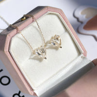 Clear Quartz Invisible Heart Chain Necklace