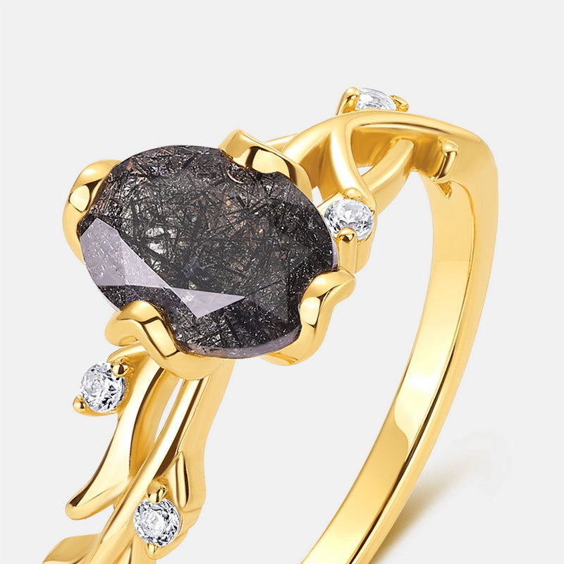 Black Rutile Nature Inspired Ring