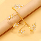Dainty Gold Leaf Hand Cuff Ring