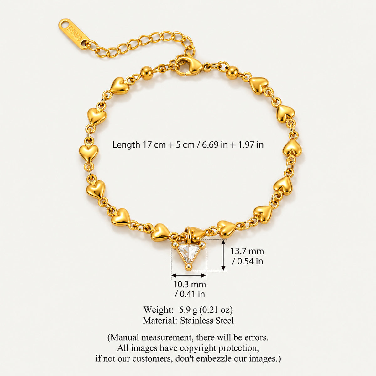 Dainty Heart Chain Layering Bracelet