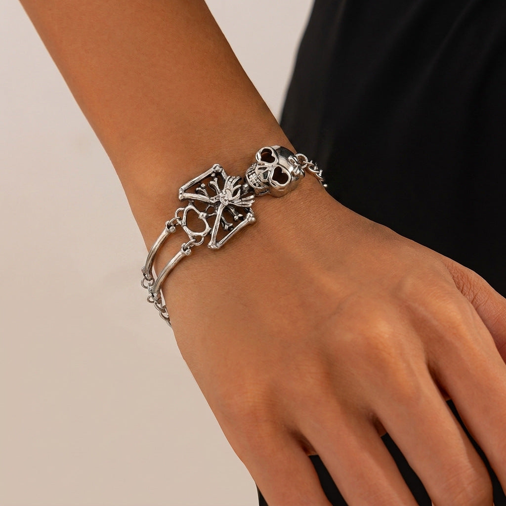 Golden Bones Skeleton Hand Chain Bracelet
