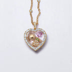 DIY Heart Gold Locket Necklace with Charms | JFN202